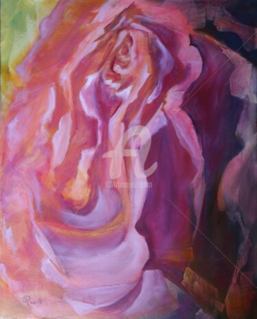 Painting titled "Rose Closeup" by B.Rossitto, Original Artwork, Oil