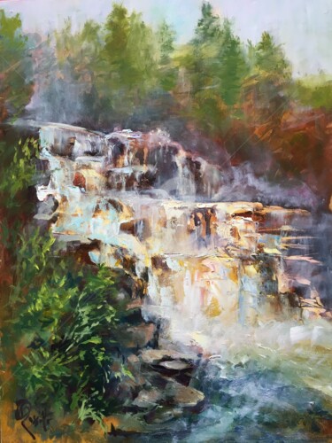 Peinture intitulée "St. Regis Falls" par B.Rossitto, Œuvre d'art originale, Huile