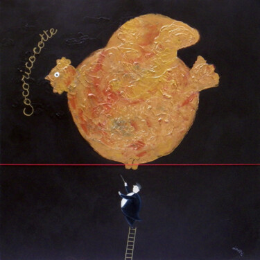 Картина под названием "Cocorico" - Bruno Aimetti, Подлинное произведение искусства, Акрил Установлен на Деревянная рама для…