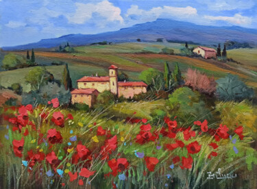Painting titled "Spring flowering -…" by Bruno Chirici, Original Artwork, Oil Mounted on Wood Stretcher frame