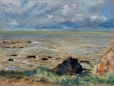 Pittura intitolato "roche en mer" da Bruno Devault, Opera d'arte originale, Pastello