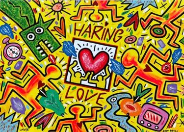 「Haring Love」というタイトルの製版 Bruno Donzelliによって, オリジナルのアートワーク, スクリーン印刷