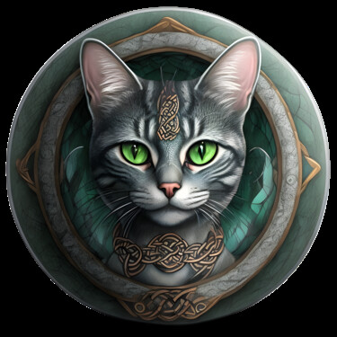 Arte digitale intitolato "Celtic Cat Pixie T…" da Bruno Dujardin, Opera d'arte originale, Immagine generata dall'IA