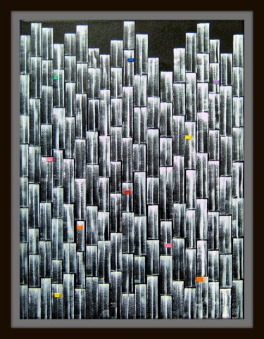 Peinture intitulée "confinement urbain…" par Bruno Dumont, Œuvre d'art originale, Acrylique