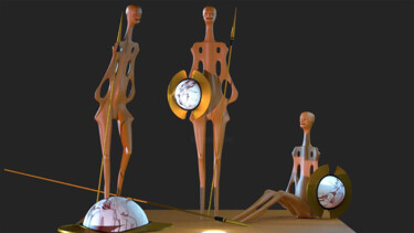 Artes digitais intitulada "Les Guerriers" por Bruno Kattnig, Obras de arte originais, Modelagem 3D