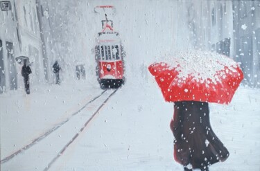 Peinture intitulée "Le sang et la neige…" par Bruno Lebayle, Œuvre d'art originale, Huile