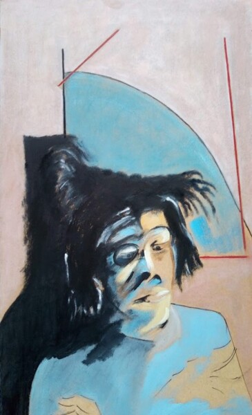 Malerei mit dem Titel "jean michel basquiat" von Bruno Leblais, Original-Kunstwerk, Öl