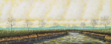 Painting titled "Le canal endormi" by Bruno Lemasson, Original Artwork, Acrylic
