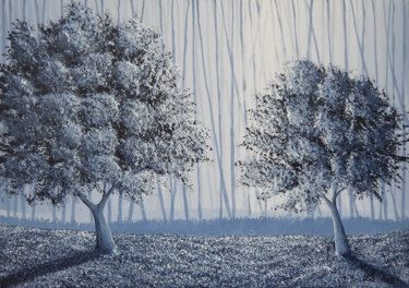 Painting titled "Forêt monochrome" by Bruno Lemasson, Original Artwork, Acrylic