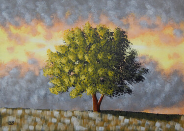 Pittura intitolato "Petit arbre au crép…" da Bruno Lemasson, Opera d'arte originale, Acrilico