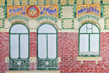 Painting titled "Maison à Lambersart" by Bruno Parmentier, Original Artwork, Watercolor