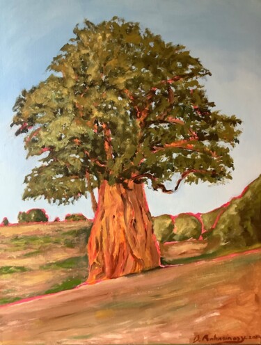 Painting titled "Le baobab" by Bruno Raharinosy, Original Artwork, Acrylic Mounted on Wood Stretcher frame