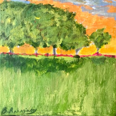 Painting titled "Arbres-3-" by Bruno Raharinosy, Original Artwork, Acrylic