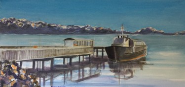 Painting titled "Lausanne,port d'Ouc…" by Bruno Tupinier, Original Artwork, Acrylic Mounted on Wood Stretcher frame