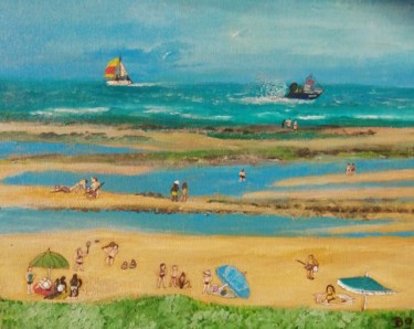 "Sur la plage à maré…" başlıklı Tablo Bruno Grégory (BG) tarafından, Orijinal sanat, Akrilik