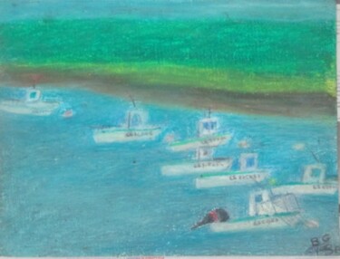 Tekening getiteld "L' Aiguillon-sur-Mer" door Bruno Grégory (BG), Origineel Kunstwerk, Pastel