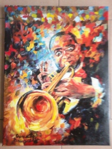 Painting titled "Louis Armstrong" by Bruscella Donato, Original Artwork, Oil