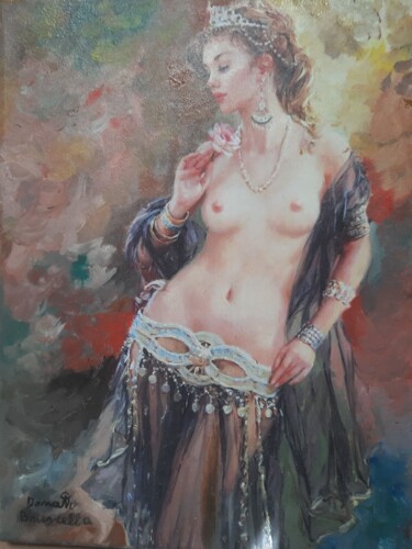 Pittura intitolato "Raquel nuda con un…" da Bruscella Donato, Opera d'arte originale, Olio Montato su Telaio per barella in…