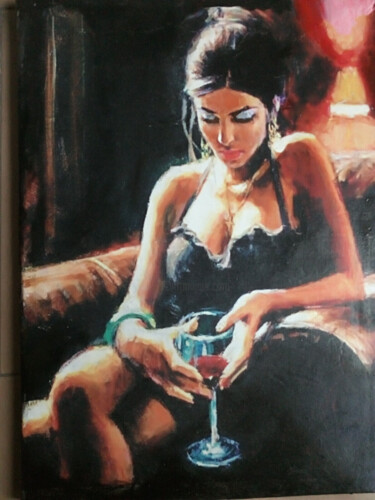 Painting titled "RAQUEL" by Bruscella Donato, Original Artwork, Oil Mounted on Wood Stretcher frame