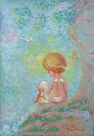 Картина под названием "Angel on my Shoulder" - Katya Dudnik, Подлинное произведение искусства, Масло