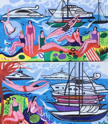 Peinture intitulée "2 picture diptych S…" par Bugaenko Natalia, Œuvre d'art originale, Acrylique