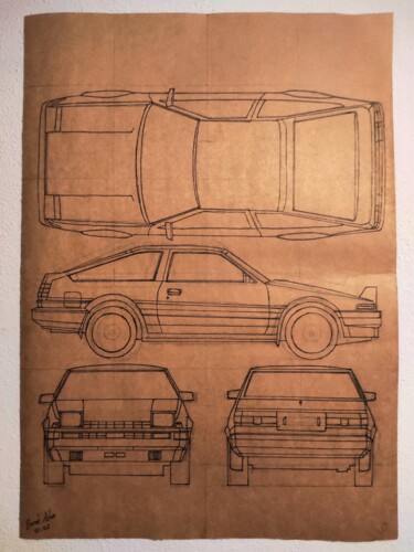 图画 标题为“Toyota AE86” 由Burak Aslan, 原创艺术品, 墨