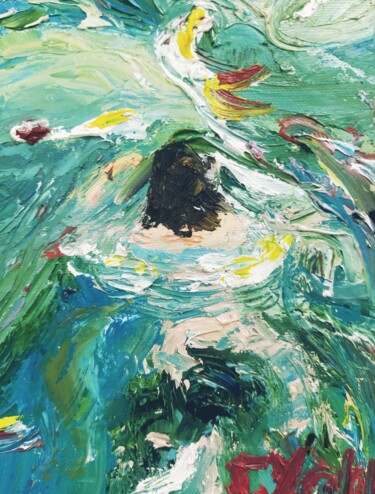 Картина под названием "Болото" - Бусы, Подлинное произведение искусства, Масло