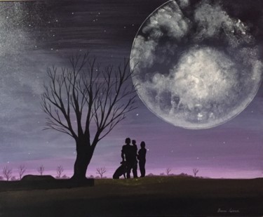 Pintura titulada "Pleine lune" por Bruno Vasseur (BVpainting), Obra de arte original, Acrílico Montado en Bastidor de camill…