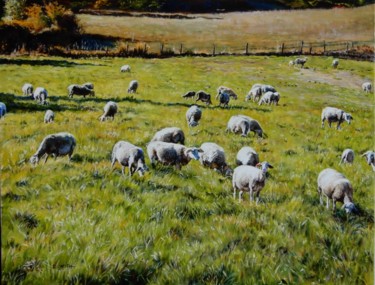 Painting titled "Pastorale en Lozère…" by Brigitte With (B.WITH), Original Artwork, Oil