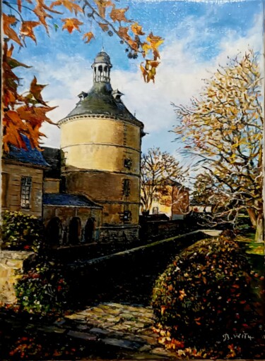 Peinture intitulée "le donjon de Ste Ge…" par Brigitte With (B.WITH), Œuvre d'art originale, Huile Monté sur Châssis en bois