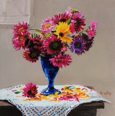 Painting titled "BOUQUET A LA FLEUR…" by Brigitte With (B.WITH), Original Artwork, Oil