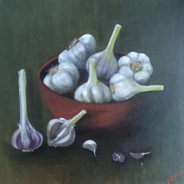 Картина под названием "Young garlic" - By Tata, Подлинное произведение искусства, Масло