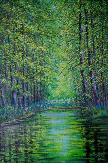 Peinture intitulée "Протока" par Iurii Bykov, Œuvre d'art originale, Huile Monté sur Châssis en bois