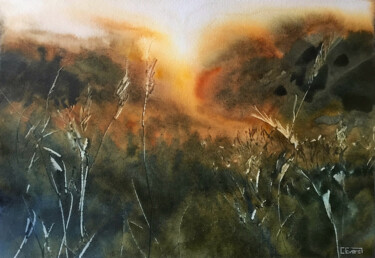 Pintura intitulada "Dawn" por Christian Evers, Obras de arte originais, Aquarela