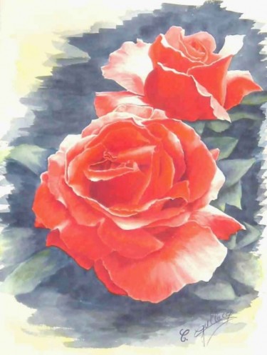 Peinture intitulée "rose passion" par C.Gullace, Œuvre d'art originale, Huile