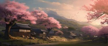 Arts numériques intitulée "old japan village a…" par C.Moonheart, Œuvre d'art originale, Image générée par l'IA