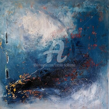 Malerei mit dem Titel "Blue Bayou 80x80 J2…" von Cäcilia Schlapper, Original-Kunstwerk, Acryl Auf Keilrahmen aus Holz montie…