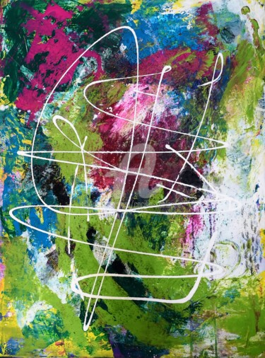 Malerei mit dem Titel ""summer colors" 60x…" von Cäcilia Schlapper, Original-Kunstwerk, Acryl Auf Keilrahmen aus Holz montie…