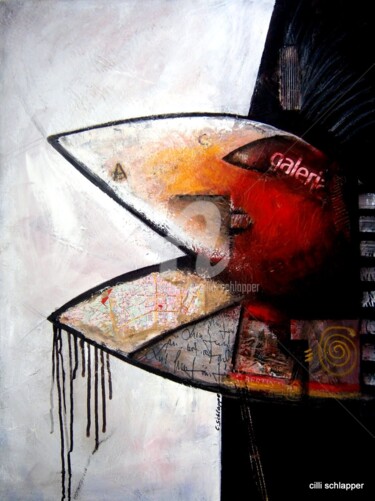 Painting titled "Papageno II Acryl/L…" by Cäcilia Schlapper, Original Artwork, Acrylic Mounted on Wood Stretcher frame