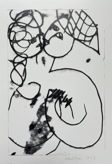 Prenten & gravures getiteld "Lovers (III)" door Cäcilie Von Manal, Origineel Kunstwerk, Monotype