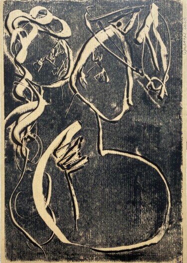 Impressões e gravuras intitulada "Dancing Cheek To Ch…" por Cäcilie Von Manal, Obras de arte originais, Monotipo