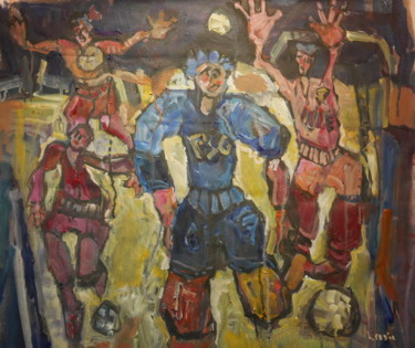 Pintura intitulada "les footballeurs" por Gildas Cadic, Obras de arte originais, Acrílico