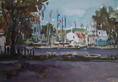 Painting titled "Le blavet au ty mor…" by Gildas Cadic, Original Artwork, Watercolor