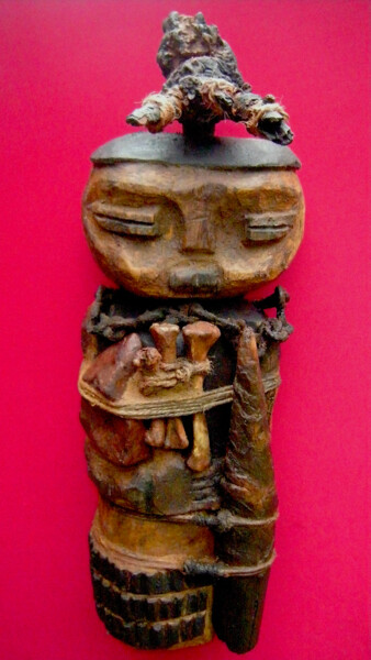 Sculptuur getiteld "voodoo # 38" door Cambrousse, Origineel Kunstwerk, Hout