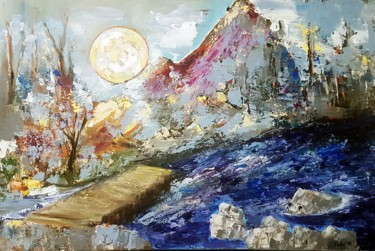 Картина под названием "Der Mond" - Camelia Berberich, Подлинное произведение искусства, Акрил