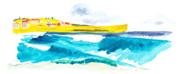 Painting titled "Bondi Beach view" by Cmh, Original Artwork, Watercolor