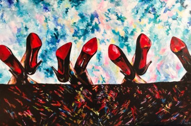 Painting titled "Louboutin" by Camille Robin, Original Artwork, Acrylic Mounted on Wood Stretcher frame