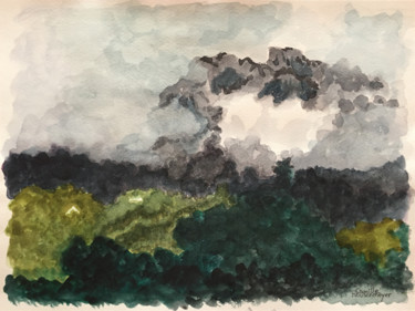 Painting titled "Blanc nuage" by Camille Rouschmeyer, Original Artwork, Watercolor