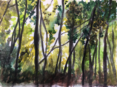 Painting titled "Forêt" by Camille Rouschmeyer, Original Artwork, Watercolor