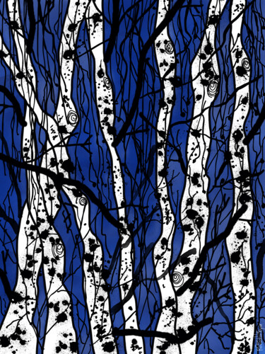 Arts numériques intitulée "Nuit bleue" par Camille Rouschmeyer, Œuvre d'art originale, Peinture numérique